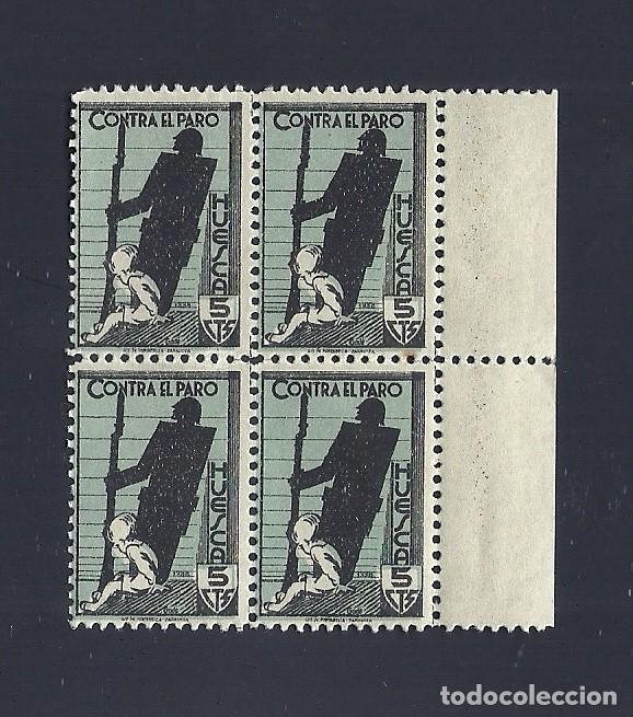 Stamps: V1-8 Guerra Civil HUESCA CONTRA EL PARO Fesofi n&ordm; 14 Color negro y azul claro Valor 5 cts en Bloo