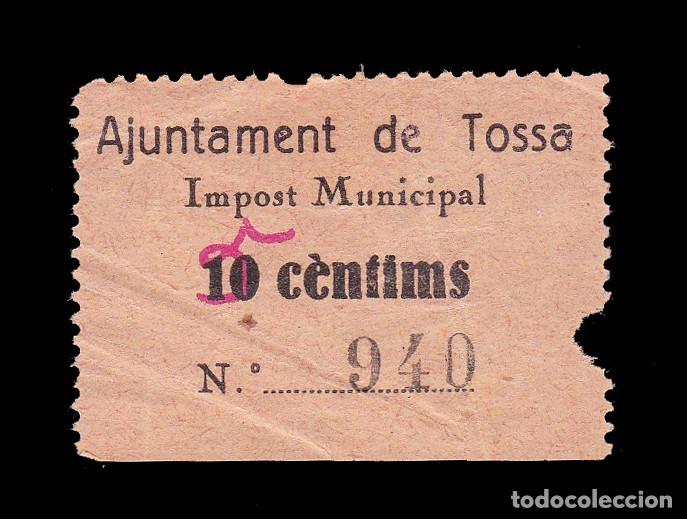 Selos: *** RAR&Iacute;SIMOS 5 CTS MANUSCRITO EN ROJO SOBRE 10 CTS. TOSSA DE MAR (GIRONA) NO CAT. POR ALLEPUZ ***
