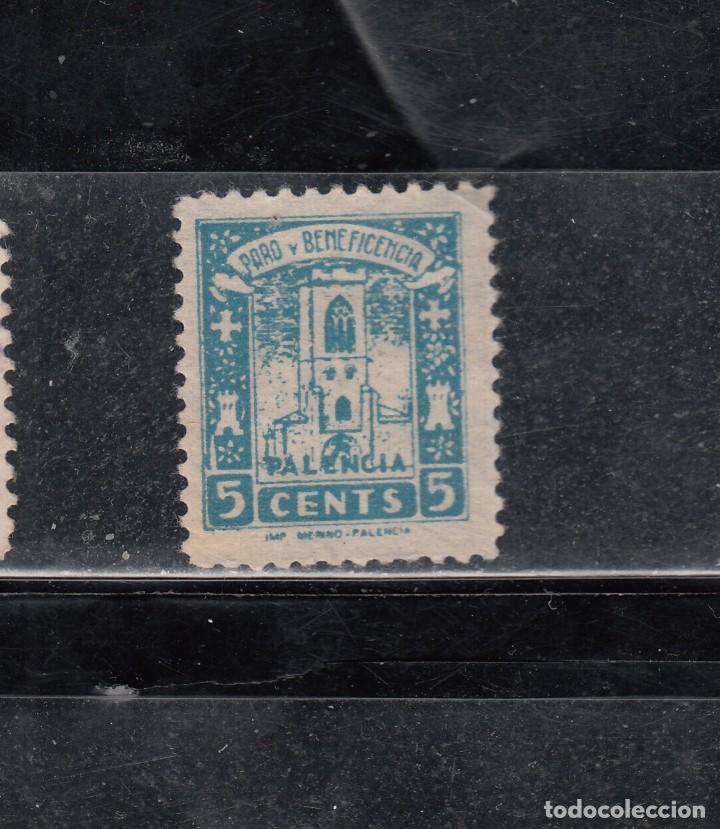 Stamps: PALENCIA. PARO Y BENEFICENCIA. 5 CTS.