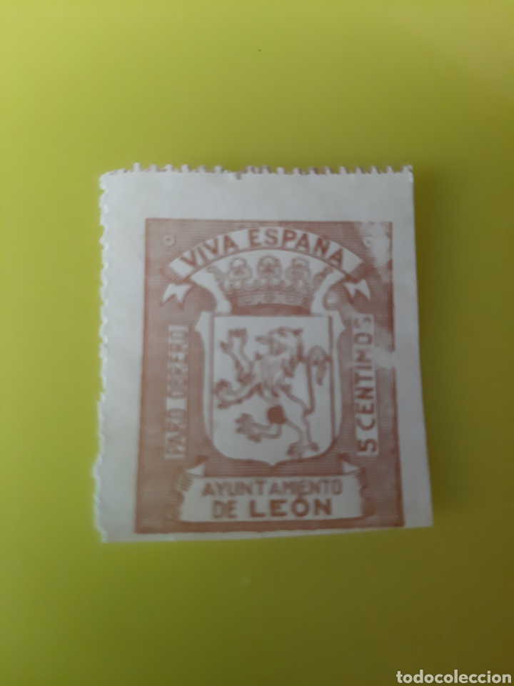 Sellos: LEON VIVA ESPA&Ntilde;A AYUNTAMIENTO PARO OBRERO 5 C&Eacute;NTIMOS