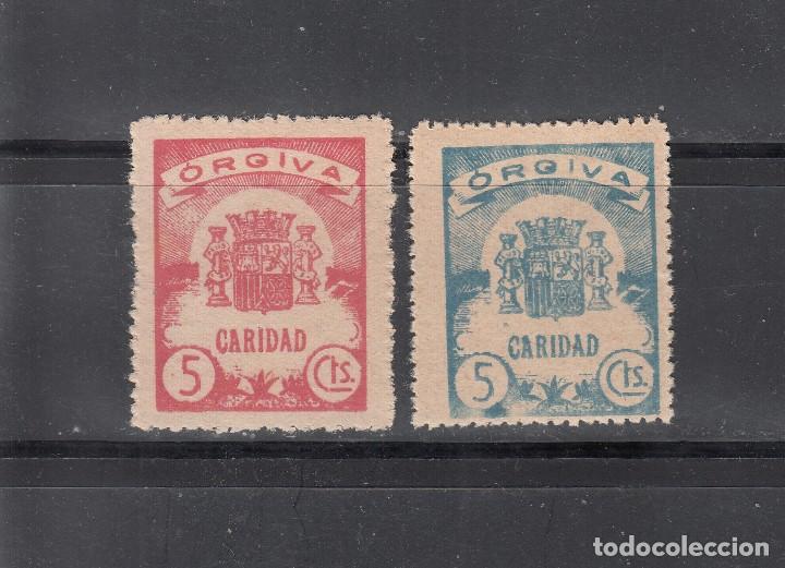 Stamps: 0RGIVA. CARIDAD. 2 SELLOS DIVERSOS DE 5 CTS,