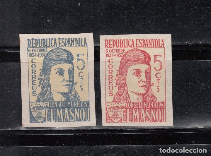 Stamps: EL MASNOU. REPUBLICA ESPA&Ntilde;OLA. SERIE DE 2 SELLOS DE 5 CTS.
