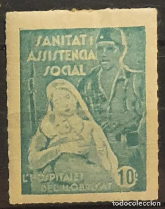 Briefmarken: GUERRA CIVIL.BARCELONA. HOSPITALET. 10 CTS. AZUL. DENTADO ROULETTE