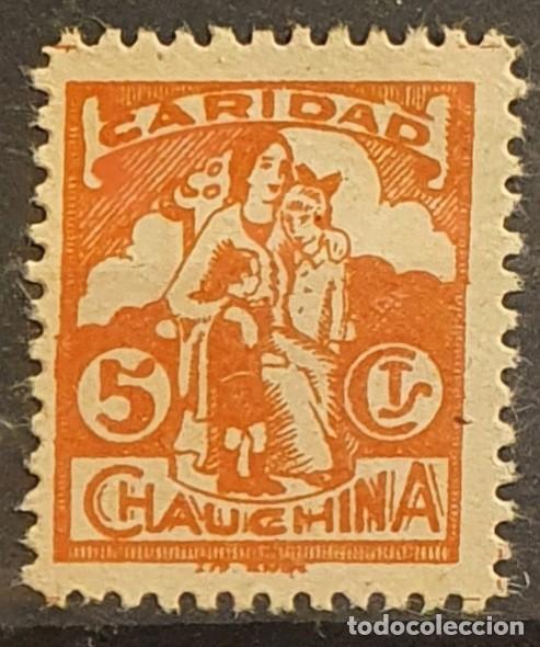 Briefmarken: GUERRA CIVIL.ALMU&Ntilde;ECAR. CHAUCHINA. CARIDAD. 5 CTS. NARANJA