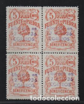 Selos: FUENTE PIEDRA-MALAGA- BLOQUE DE 4 SELLOS CON SOBRECARGA- VER FOTO