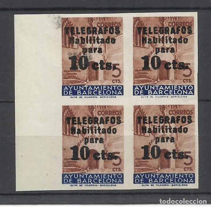 Stamps: BARCELONA TELEGRAFOS HABILITADO ED 9 NUEVO* SIN DENTAR BLOQUE D 4 BORDE HOJA VALOR 2018 CAT 560 EUR