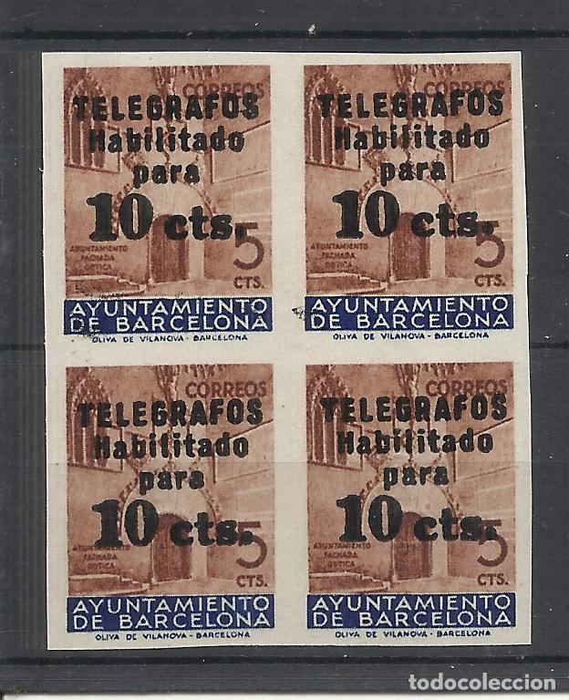 Briefmarken: BARCELONA TELEGRAFOS HABILITADO ED 9 NUEVO* SIN DENTAR BLOQUE D 4 BORDE HOJA VALOR 2018 CAT 560 EUR