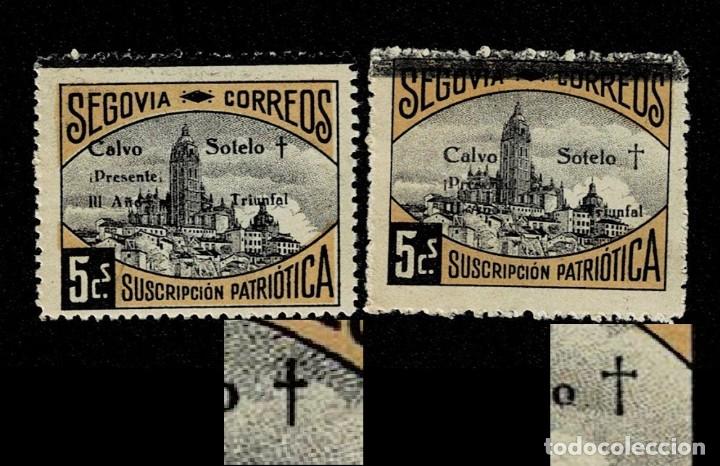 Timbres: SEGOVIA-2 Guerra Civil Fesofi n&ordm; 47 Pareja de ejemplares Variedad con CRUCES DIFERENTES con LUTO SO