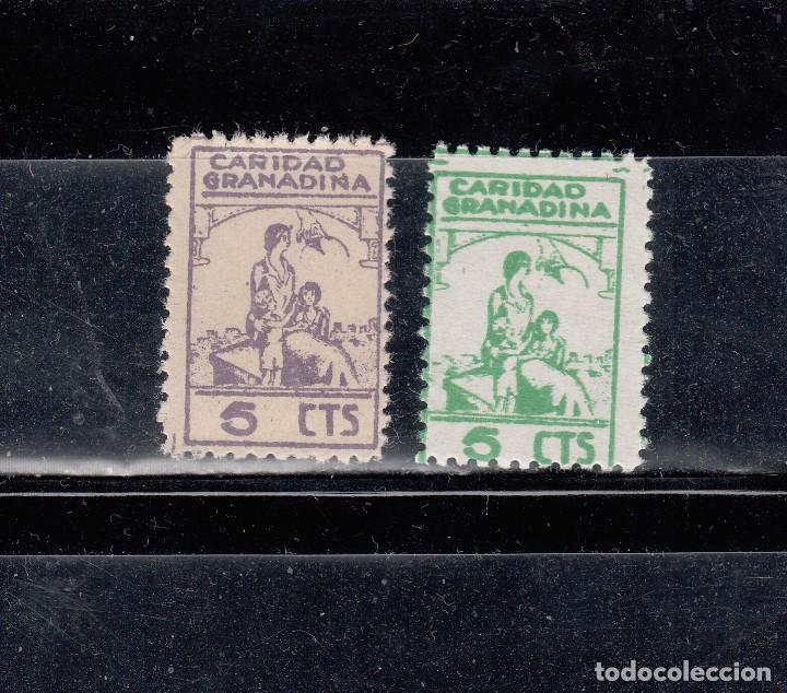Stamps: CARIDAD GRANADINA. 2 SELLOS DIVERSOS DE 5 CTS.