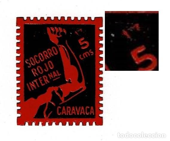 Stamps: GG Guerra Civil CARAVACA Fesofi n&ordm; 1a Variedad 5 ACENTUADO sin fijasellos