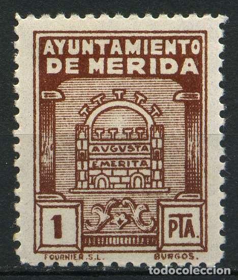 Francobolli: ESPA&Ntilde;A. GUERRA CIVIL. M&Eacute;RIDA. MUNICIPAL. 1 PTA.