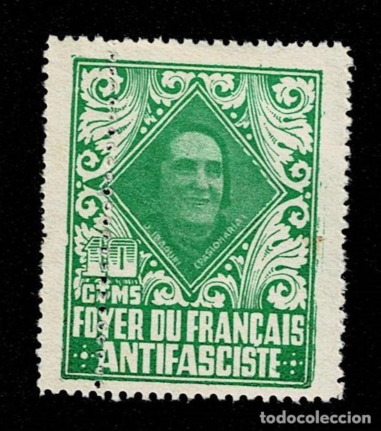 Briefmarken: N-8 Guerra Civil FOYER DU FRAN&Ccedil;AIS ANTIFASCISTE GG N&ordm; 2203 Color VERDE Variedad DOBLE DENTADO POR S