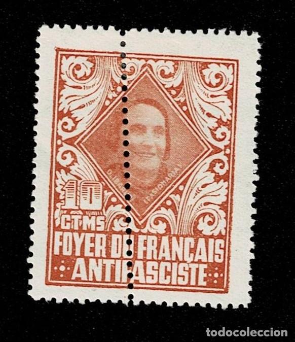 Briefmarken: N-8 Guerra Civil FOYER DU FRAN&Ccedil;AIS ANTIFASCISTE GG N&ordm; 2203 Color CASTA&Ntilde;O Variedad DOBLE DENTADO POR