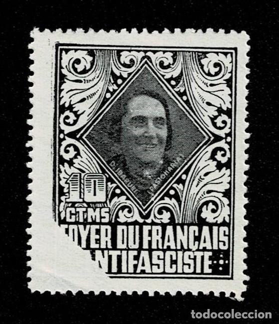 Stamps: N-8 Guerra Civil FOYER DU FRAN&Ccedil;AIS ANTIFASCISTE GG N&ordm; 2203 Color NEGRO Variedad POR FALLO DE IMPRENT