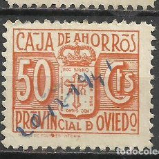 Sellos: 8501E-SELLO FISCAL LOCAL CORPORATIVO 1939-42.CAJA AHORROS PROVINCIAL OVIEDO,ASTURIAS,RAROS.SPAIN REV
