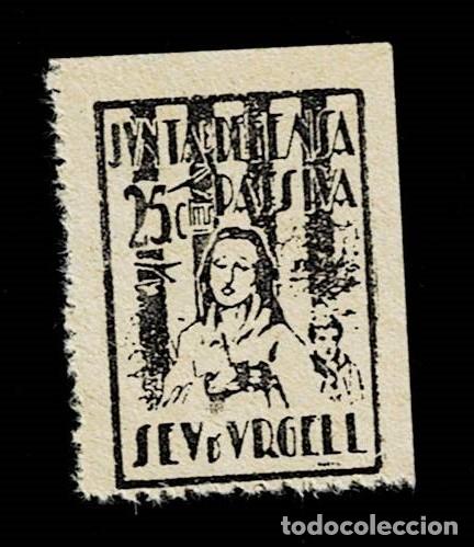 Briefmarken: CL4-19-01 Guerra Civil SEV D'URGELL Fesofi n&ordm; 1 Valor 25 cts Color NEGRO sin fijasellos