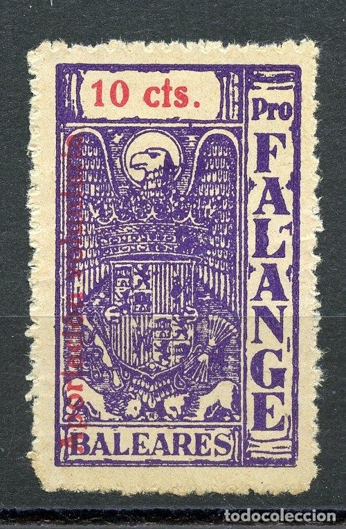 Selos: ESPA&Ntilde;A GUERRA CIVIL. BALEARES. EDIFIL N&ordm; 8 VIOLETA NEGRO, NUEVOS TIPOS DE SOBRECARGA. SIN GOMA