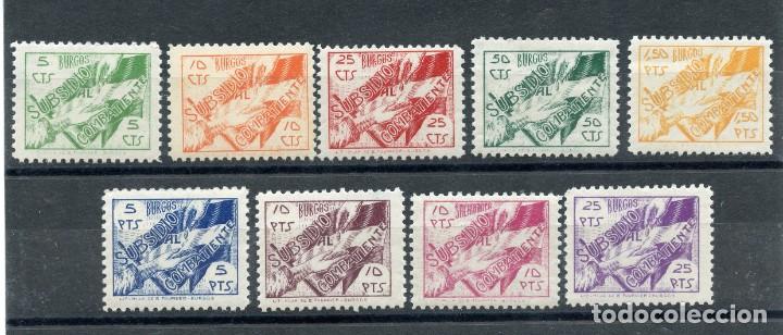Stamps: ESPA&Ntilde;A. GUERRA CIVIL.BURGOS SUBSIDO COMBATIENTE SERIE 9 VALORES HASTA EL 25 PTS