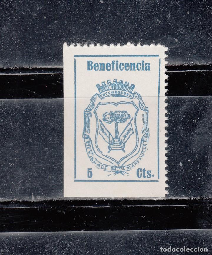 Selos: MANZANILLA. BENEFICENCIA. 5 CTS.
