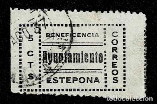 Stamps: V1-14 Guerra Civil ESTEPONA Beneficencia Fesofi n&ordm; 1 Valor 5 cts Color NEGRO con fijasellos