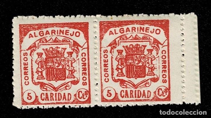 Stamps: G- Guerra Civil ALGARINEJO papel BLANCO Fesofi n&ordm; 1 Color CARMIN Variedad DOBLE DENTADO LATERAL Sin