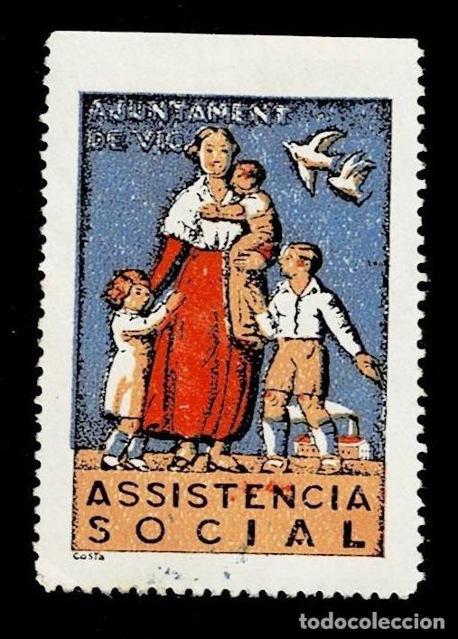 Stamps: GG-1409 Guerra Civil VIC ASISTENCIA SOCIAL Fesofi n&ordm; 2 Color CASTA&Ntilde;O AMARILLO, CARMIN Y AZUL OSCURO