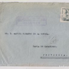 Sellos: SOBRE. ARENAS DE CABRALES. 1941. CENSURA MILITAR Y CARTERÍA. ASTURIAS