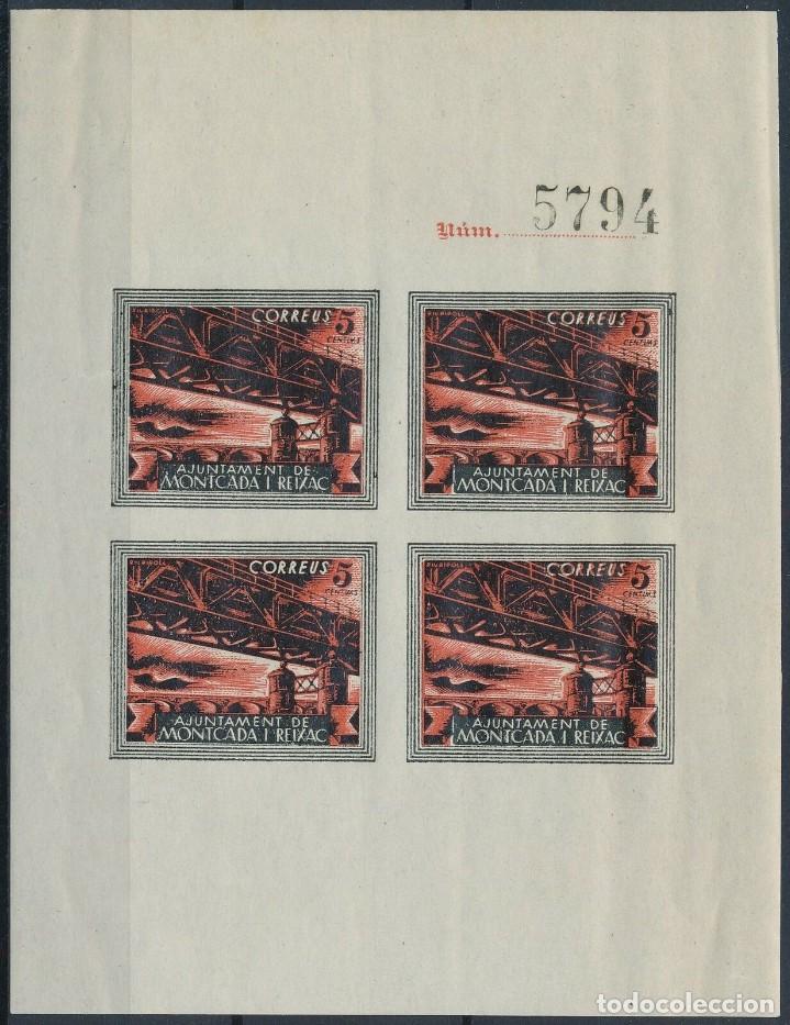 Stamps: Ajuntament Montcada y Reixac hojita 4 sellos 5 cts HB Sellos Guerra Civil