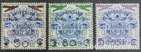 Stamps: Edifil 31 33 MNH sellos nuevos beneficos ** Canarias Republicanos Espa&ntilde;a 1937
