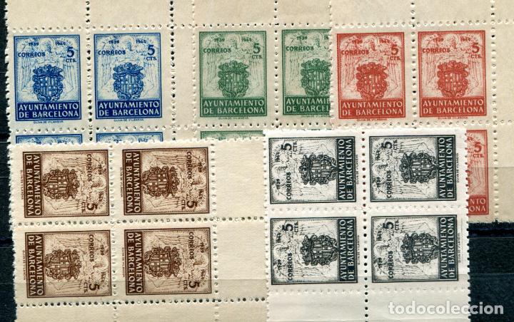 Stamps: Edifil 55/59 de Barcelona en bloque de 4. Nuevos sin fijasellos. Goma normal de estas series