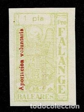 Sellos: 0058 BALEARES PRO FALANGE FESOFI N&ordm; 29 - 1 Pts. - AMARILLO - SIN DENTAR.