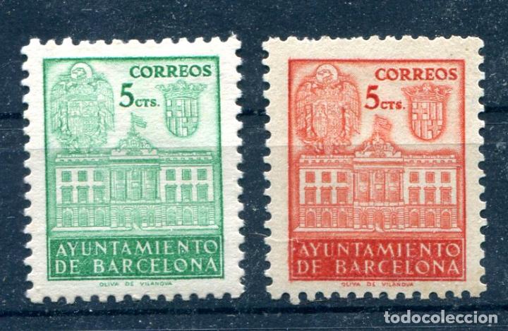Stamps: Edifil SH 38/39 de Barcelona. Nuevos con fijasellos, el rojo tiene un punto de &oacute;xido