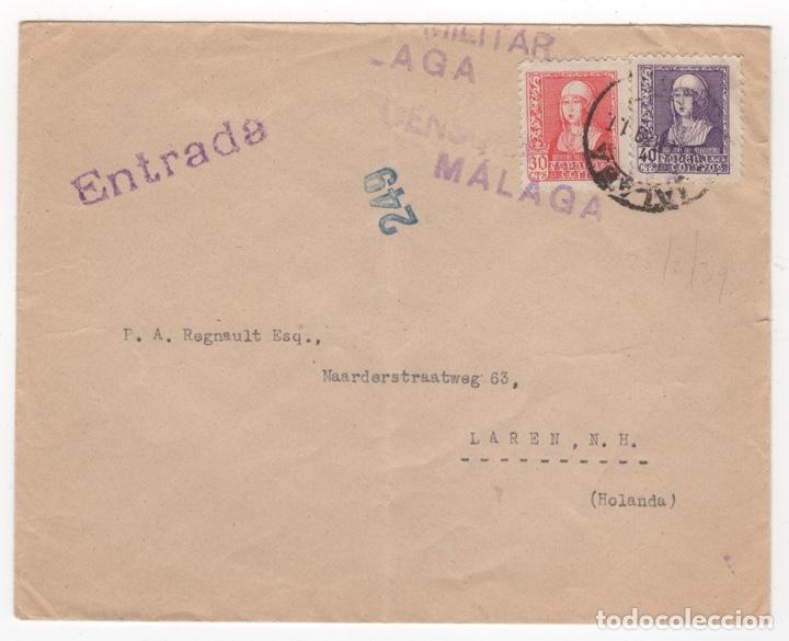 1938 SOBRE CON DESTINO HOLANDA DESDE MÁLAGA SELLOS LOCALES (Sellos - España - Guerra Civil - De 1.936 a 1.939 - Cartas)
