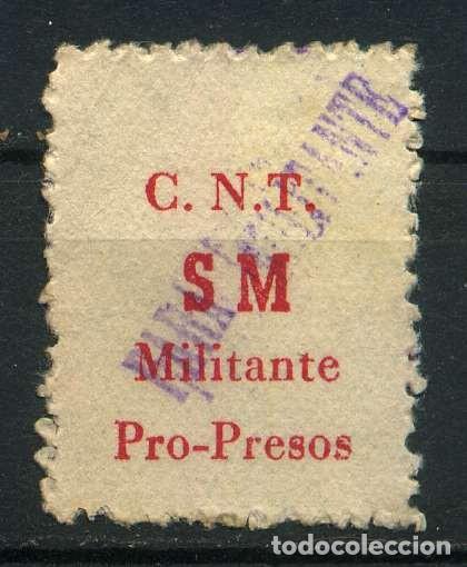 Stamps: ESPA&Ntilde;A GUERRA CIVIL. SELLO ANARQUISTA, CNT - SM MILITANTE PRO-PRESOS. EDIFIL 1629