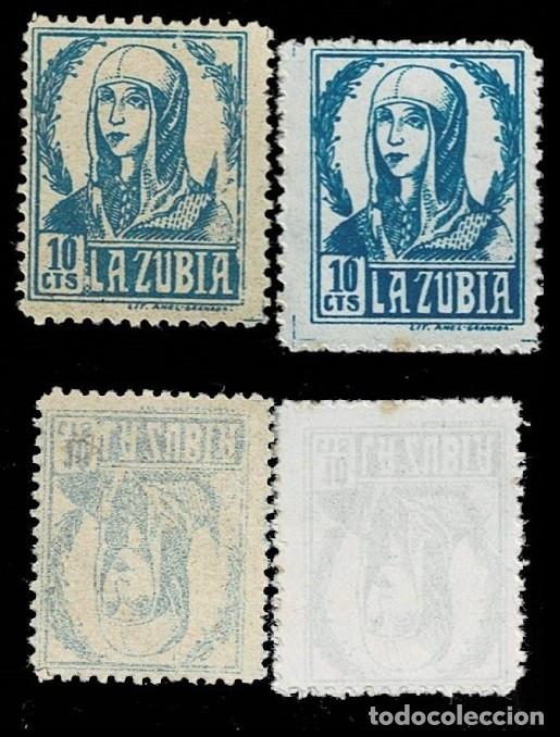 Briefmarken: Guerra Civil LA ZUBIA Fesofi n&ordm; 6 Pareja de papel BLANCO y papel CREMA (NO MENCIONADO) CALCADO EL RE