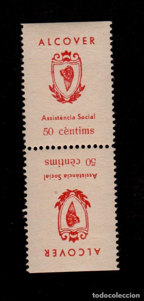 Timbres: GG-42 Guerra Civil ALCOVER Fesofi n&ordm; 7 PAREJA CAPICUA Valor 50 cts Color ROJO Sin fijasellos
