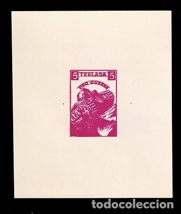 Selos: H-6 Guerra Civil TEULADA PRO GUERRA Fesofi n&ordm; 8 Hojita Bloque Valor 5 cts, Color MAGENTA Sin fijasel