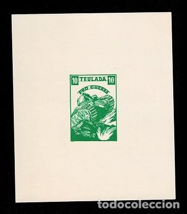 Selos: H-6 Guerra Civil TEULADA PRO GUERRA Fesofi n&ordm; 9 Hojita Bloque Valor 5 cts, Color VERDE Sin fijasel