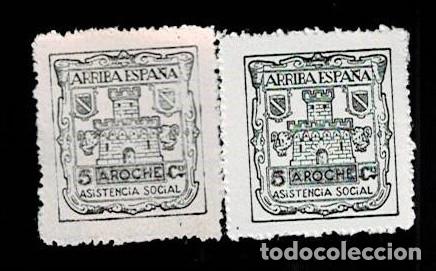Francobolli: CL8-19 Guerra Civil AROCHE Asistencia Social Fesofi n&ordm; 4-5 Valor 5 cts Color NEGRO Y NEGRO SOBRE RO