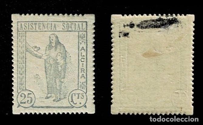 Francobolli: V1-8 Guerra Civil ALCIRA Asistencia Social Fesofi n&ordm; 6 Valor 25 cts Variedad COLOR GRIS NO RESE&Ntilde;ADO
