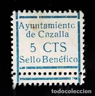 Francobolli: CL8-19 Guerra Civil CAZALLA DE LA SIERRA Fesofi n&ordm; 9 MARCO GRANDE con Variedad DOBLE DENTADO Color