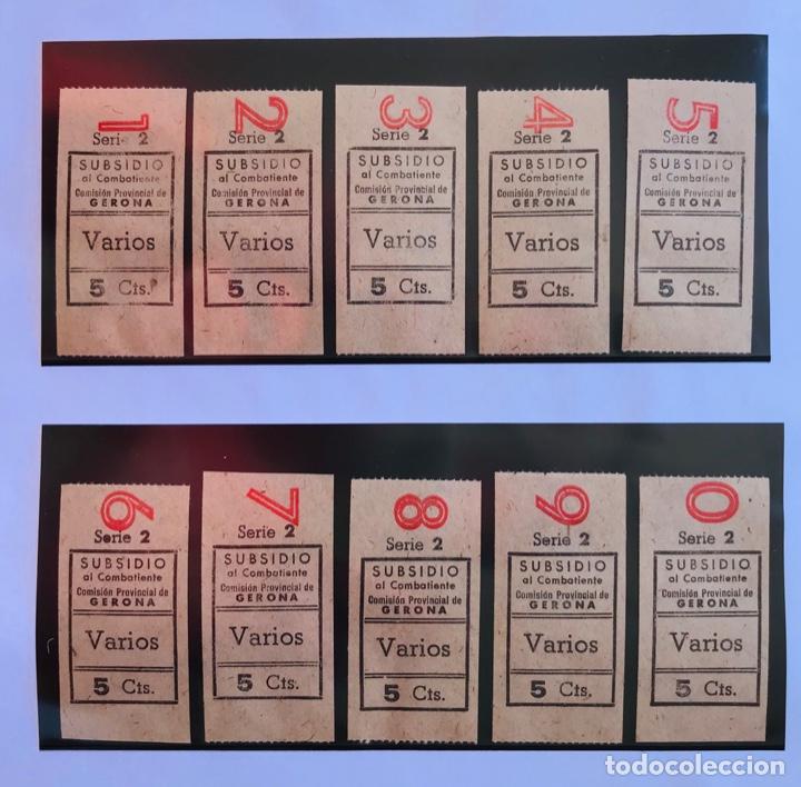 Timbres: Comisi&oacute;n Provincial de Gerona - Subsidio al Combatiente - Serie de 10 valores - Guerra Civil