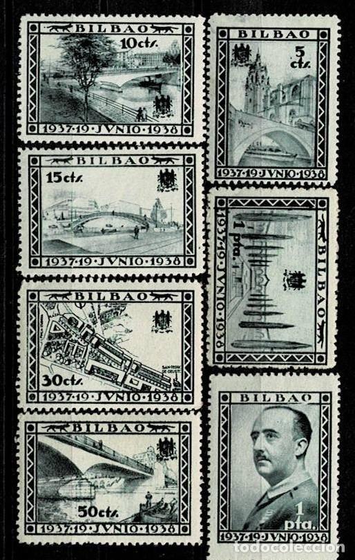 Stamps: Guerra Civil VIZCAYA - BILBAO Fesofi n&ordm; 10 - 16 Color VERDE con fijasellos