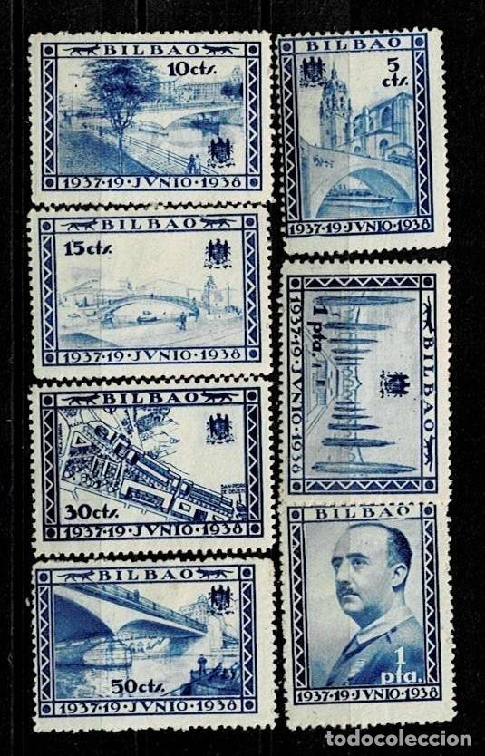 Stamps: Guerra Civil VIZCAYA - BILBAO Fesofi n&ordm; 24 - 30 Color AZUL con fijasellos