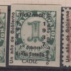 Sellos: 1937 SELLOS LOCALES PATRIÓTICOS CADIZ EDIFIL 1/3* VC 35€. Lote 297823333