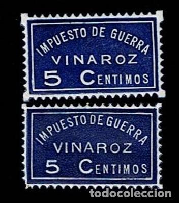 Selos: Guerra Civil VINAROZ 2(Castellon) Impuesto de Guerra Fesofi n&ordm; 3 Color AZUL Variedad (5 GRANDE Y 5 P