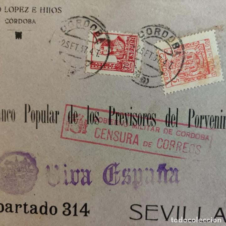 Sellos: Cordoba, frontal de carta con censura. - Foto 2 - 301917143