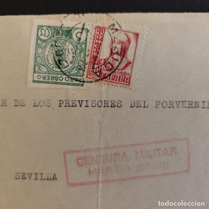 Sellos: Merida-Badajoz, frontal de carta con censura. - Foto 2 - 301917708