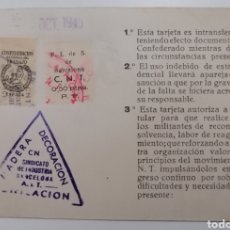 Sellos: BARCELONA. CNT. FL DE S. INDUSTRIA EDIFICACIÓN, 1945. CARNET CON 2 VIÑETAS. Lote 302591373