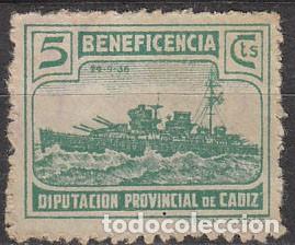 Sellos: Cadiz, beneficencia, Destructor, Diputación provincial color verde, - Foto 1 - 302850638